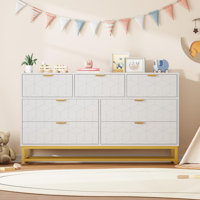 Dresser for Bedroom, 53.5" Wide Dresser Organizer, 7 Drawer with Golden Metal Handle and Legs, Modern Chest of Drawers for Closet, Hallway, Living Roo by Ebern Designs