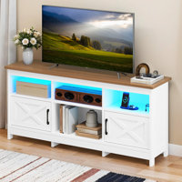 Farmhouse TV Stand For 65" TV With LED Light
