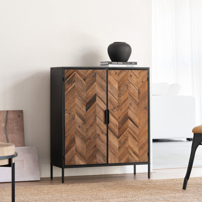 38” Two-Door Reclaimed Wood Parquet Storage And Accent Cabinet by Ebern Designs