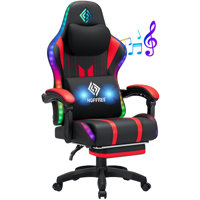 Ergonomic Massage Gaming Chair With Rhythmic RGB LED Lights And Bluetooth Speakers by Inbox Zero