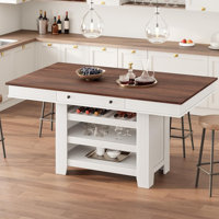 60" Counter Height Dining Table for 4, Farmhouse Large Rectangular Kitchen Table for 6 with Thick Table Top, Bar Height Dining Room Table with Deepene by Winston Porter