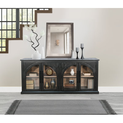 Elena Modern Wood Display Cabinet with Arched Glass Doors by Wildon Home