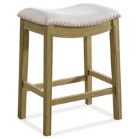Parker Backless Saddle Kitchen Counter Stool, Oak, Grey Upholstery by ROME + OAK