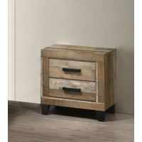 Farmhouse 2 Drawer Nightstand In Weathered Brown Pine by Ophelia & Co.