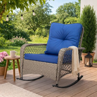 Outdoor Rattan Rocking Chair With Cushion by Bay Isle Home