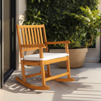 Solid Fir Wood Rocking Chair With Square Back And Cushioned Seat by Ophelia & Co.