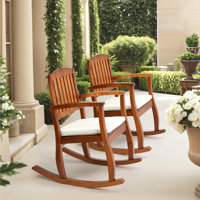 Classic Poplar Wood Rocking Chair With Cushion by Charlton Home