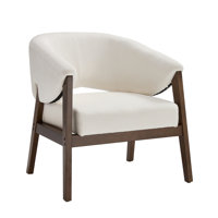 Modern Farmhouse Accent Chair - Solid Wood Legs With Adjustable Feet - 5.5" Thick Cushion & Integrated Armrests - 22.5" Wide Seat by Corrigan Studio