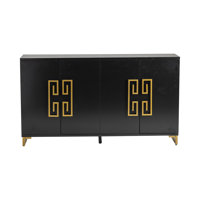 68" Smooth Black & Gold 4-Door Media Credenza_Sideboard by Everly Quinn