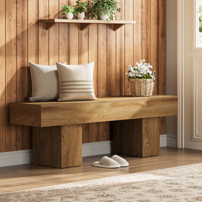 55" Wooden Entraway Bench, Indoor Bench End of Bed bench for Dining Room, Bedroom by Union Rustic