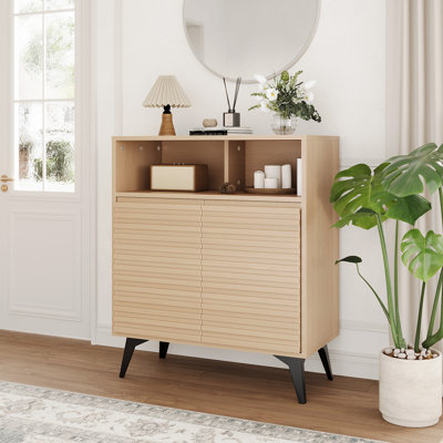 Fluted Storage Cabinet, Sideboard Buffet Cabinet with Storage,Modern Accent Cabinet with Adjustable Shelves for Living Room, Kitchen, Entryway by Wrought Studio
