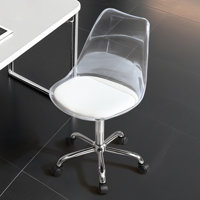 Clear Acrylic Desk Chair with PU Leather Cushion and Adjustable Height by Mercer41