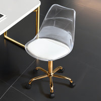 Clear Acrylic Desk Chair with PU Leather Cushion and Adjustable Height by Mercer41
