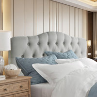 Linen Upholstered Headboard-Modern-Adjustable Height-Button Tufting by Winston Porter