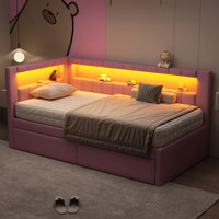 Twin Size Upholstered Platform Bed with USB Port, Ambient Light and Storage Base by Brayden Studio