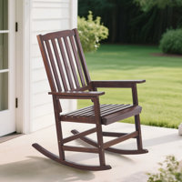 Outdoor Rocking Solid Wood Chair by Winston Porter