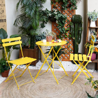 Premium Frame Patio Bistro Set With Seat Cushion, Folding Outdoor Patio Furniture Sets, 3-Piece Patio Set Of Folding Patio Table And Chairs