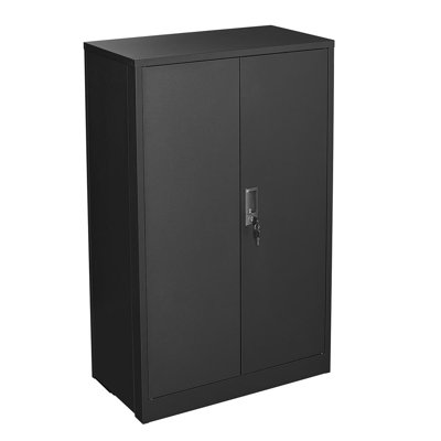Black Metal Folding Storage Cabinet with Lock & Adjustable Shelf by WFX Utility