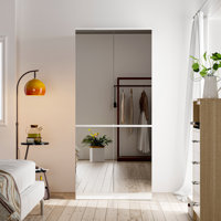 70.9" H 4-Door White Mirror Wardrobe With Anti-Tip Design by Ebern Designs