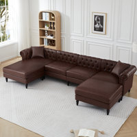 135.8" Wide Left Hand Facing Sofa & Chaise With Ottoman by Alcott Hill