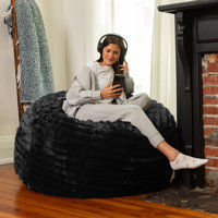 Saxx 4Ft - Large Round Bean Bag For Adults - Luxuriously Soft Plush Faux Fur by Trule