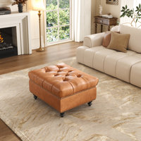 Faux Leather Ottoman with Storage
