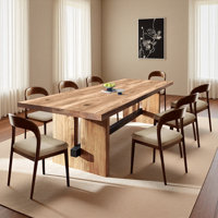 Bushey Industrial Style Solid Wood Dining Table and Chair Set by George Oliver