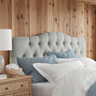 Linen Upholstered Headboard-Modern-Adjustable Height-Button Tufting by Red Barrel Studio