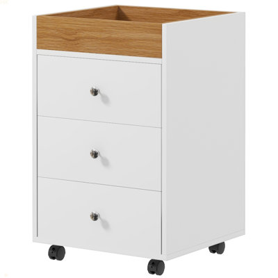 3 Drawer Home Office Storage Cabinet, Office Drawer On Wheels With Removable Tray, Under Desk Printer Stand With Storage by Ebern Designs