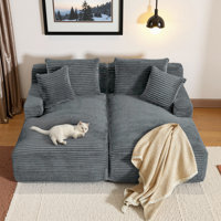 78.7"Oversized Chaise Double Lounge Chair Indoor Loveseat Sleeper Reading Upholstered Sofa Bed Corduroy Cloud Sofa Plush Chair Couch Bed for Living Ro by Mercer41