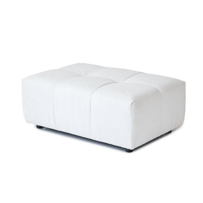 Kay Crumley Upholstered Modern Linen Fabric Ottoman by Latitude Run
