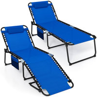 Oversize Folding Chaise Lounge with Adjustable Backrest Pillow Pocket by Arlmont & Co.