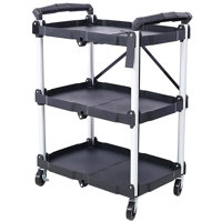 3 Layers Folding Collapsible Service Cart Pack-N-Roll Folding Collapsible Service Cart, Black, 50 Lb. Load Capacity per Shelf by Rebrilliant