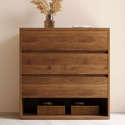 29.52" Decorative Storage Cabinet With 3 Drawers And Open Storage Shelves for Living Room by Latitude Run
