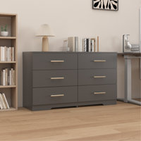 Large 6 Drawers Chest Of Drawer Dressers Table With Golden Handle by Ivy Bronx
