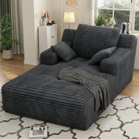 Oversized Corduroy Chaise Lounge Chair, 67-Inch Cloud Plush Upholstered Floor Sofa with Back and Arm Cushions, No Assembly Required by Wrought Studio