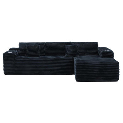 106" L-Shape Sectional Couches For Living Room, Cloud Sofa With Chaise, Modern Upholstered Boneless Couch With Deep Seat, Cup Holder & Side Pocket, S by Mercer41