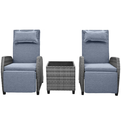 Outdoor Rattan Two-Person Combination with Coffee Table, Adjustable Design, Suitable for Courtyard, Swimming Pool, Balcony, Providing Style and Comfor by Hokku Designs