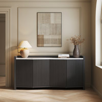66 Inch Sideboard Buffet Cabinet with Storage, Ebony by Wrought Studio