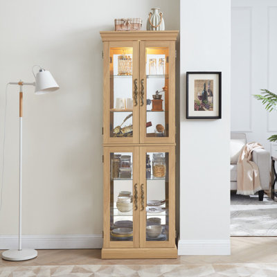 Wood/Glass Lighted Curio Cabinet 71" H by Winston Porter
