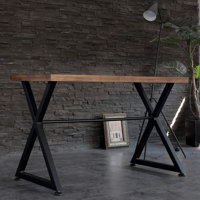 Versatile Industrial Wood Top Computer Desk and Hallway Console Table with Metal Frame by 17 Stories