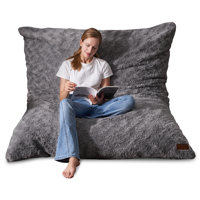 4 In 1 Bean Bag Chair, Giant Memory Foam Filling Bean Bag Sofa, Adult Bean Bag Chair, Machine Washable Faux Fur Cover, Bean Bag For Adult by Trule
