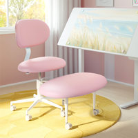 Upholstered Office Chair Ergonomic Cross-Legged Desk Chair with Lumbar Support and Wheels Meditation Chair by Ebern Designs
