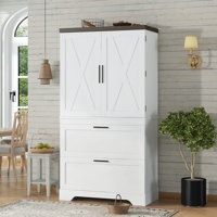 Modern Farmhouse Style Wooden Cabinet With Sturdy Frame With Inside Door Storage Divider With Drawers For Living Room, Entryway, Bedroom, Hallway, Off by Gracie Oaks