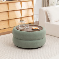 Upholstered Round Storage Ottoman by Ebern Designs