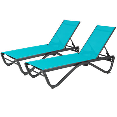 2Pack Patio Chaise Lounge Chair Outdoor Reclining Adjustable Chair Flat Textilence For Sunbathing, Beach