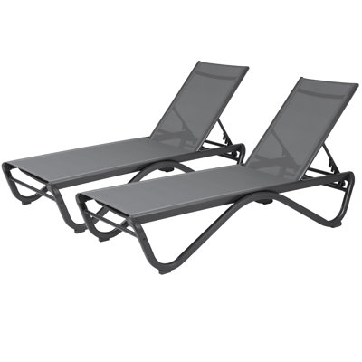 2Pack Patio Chaise Lounge Chair Outdoor Reclining Adjustable Chair Flat Textilence For Sunbathing, Beach by Ivy Bronx