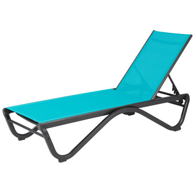 Patio Chaise Lounge Chair Outdoor Reclining Adjustable Chair Flat Textilence For Sunbathing, Beach Navy by Ebern Designs