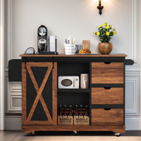 55.5" Wide Kitchen Island With Extendable Tabletop by Gracie Oaks