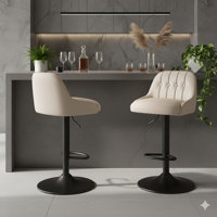 Upholstered Swivel Counter Stool Adjustable Height with Metal Frame by Ebern Designs